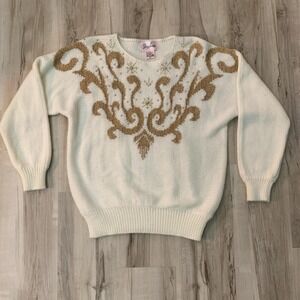 Vintage 1980s Jaclyn Smith gold snowflake sweater